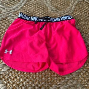 Under Armour Girls Hot Pink Performance Shorts Size YLG